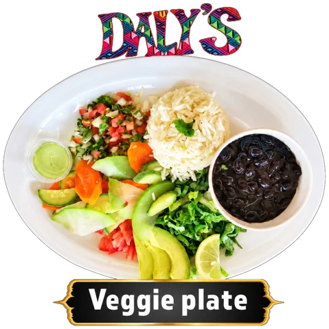 Plate labeled “Veggie plate”
