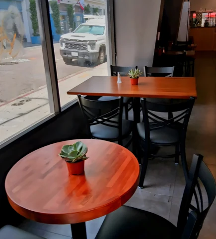 Round tables by the window